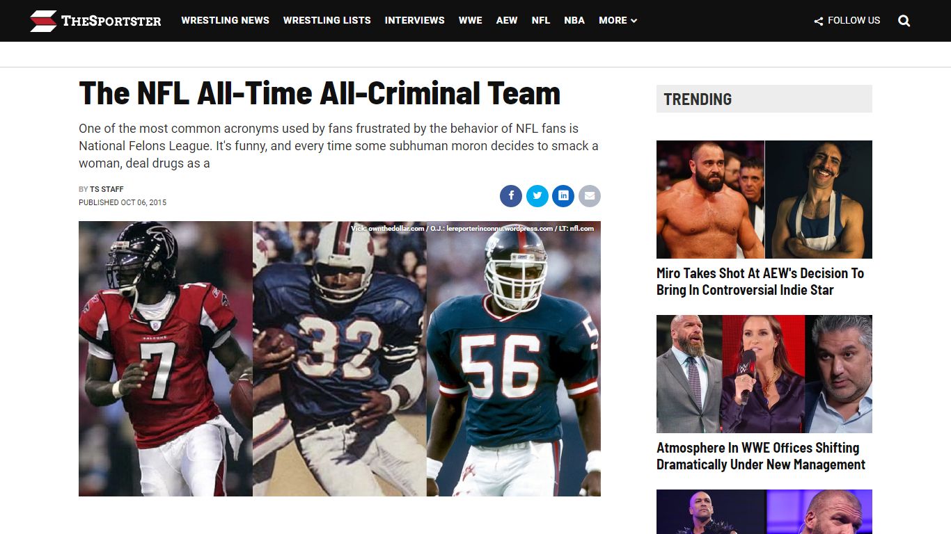 The NFL All-Time All-Criminal Team - TheSportster